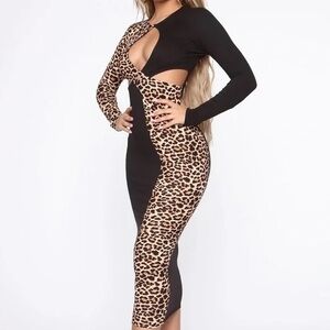 Leopard Print Cut-Out Dress NWT size L